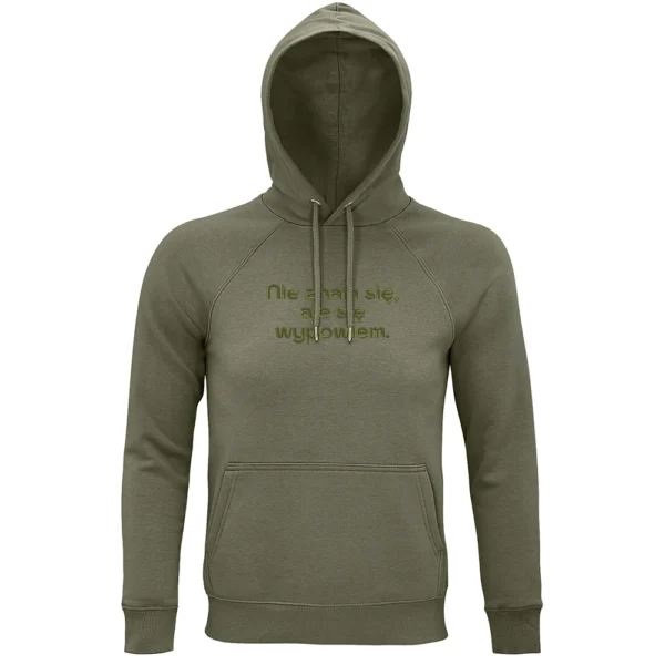 Bluza organiczna unisex damska męska z haftem 3D zielona khaki